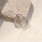 Sterling Silver Twisted Rope U shaped Huggies Earrings (HUG-1123)