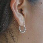 Sterling Silver Twisted Rope U shaped Huggies Earrings (HUG-1123)