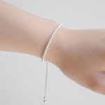 Sterling Silver Adjustable Beaded Box Chain Bracelet (BR-1425)