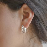 Sterling Silver Statement Swirl Dome Huggies Earrings (HUG-1121)