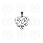 Silver Plain Flower Heart Pendant (P-1052)