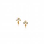 Sterling Silver Gold Vermeil Mini White CZ Mashrooms Studs (ST-1618)