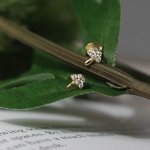 Sterling Silver Gold Vermeil Mini White CZ Mashrooms Studs (ST-1618)