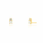 Sterling Silver CZ & Opal Stud Earrings (ST-1651)