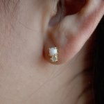 Sterling Silver CZ & Opal Stud Earrings (ST-1651)