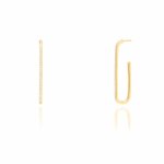 Sterling Silver Gold Vermeil Trendy CZ 35mm Hoop Earrings (HP-1104)