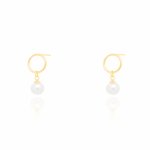 Sterling Silver Gold Vermeil Pearl Drop Stud Earrings (ST-1652)