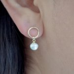 Sterling Silver Gold Vermeil Pearl Drop Stud Earrings (ST-1652)