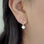 Sterling Silver Gold Vermeil Pearl Drop Stud Earrings (ST-1652)