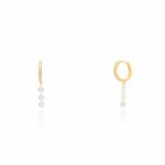 Sterling Silver Gold Vermeil CZ Huggies Dangle Drop Huggies Earrings (HUG-1133)