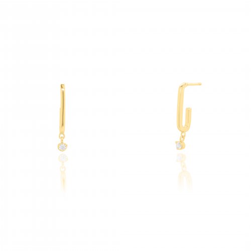 Sterling Silver Mini CZ Drop Hoops Earrings (HP-1105)