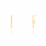 Sterling Silver Mini CZ Drop Hoops Earrings (HP-1105)