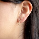 Sterling Silver Mini CZ Drop Hoops Earrings (HP-1105)