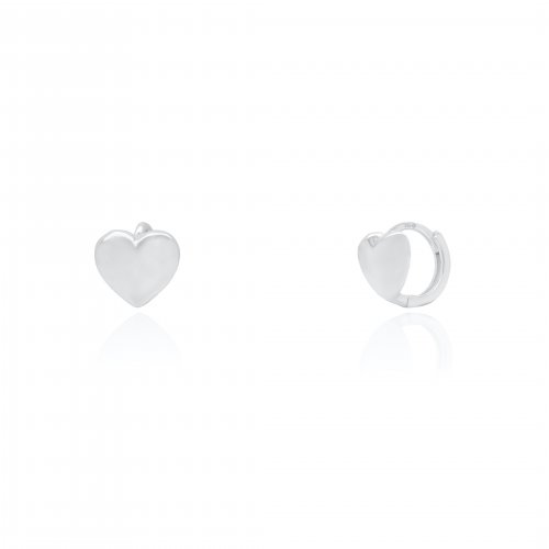 Sterling Silver Puffy Heart Huggies Earrings (HUG-1132)