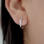 Sterling Silver Gradual CZ Hexagon Huggies Earrings (HUG-1134)