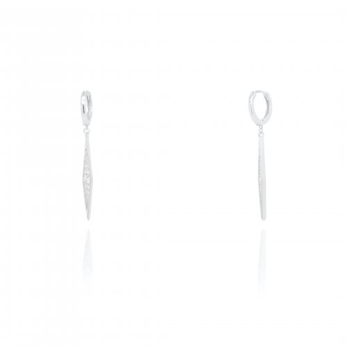 Sterling Silver CZ Spiked Drop Huggies Earrings (HUG-1136)