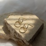 Sterling Silver Gold Vermeil CZ Double Rings Studs (ST-1657)