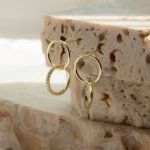 Sterling Silver Gold Vermeil CZ Double Rings Studs (ST-1657)