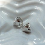 Sterling Silver Puffy Heart Huggies Earrings (HUG-1132)