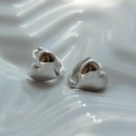 Sterling Silver Puffy Heart Huggies Earrings (HUG-1132)