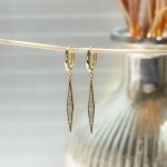 Sterling Silver CZ Spiked Drop Huggies Earrings (HUG-1136)