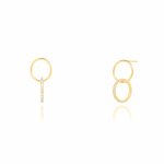 Sterling Silver Gold Vermeil CZ Double Rings Studs (ST-1657)