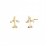 Sterling Silver CZ Airplane Stud Earrings (ST-1653)