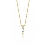 Sterling Silver Gold Vermeil Baguette CZ Necklace (N-1573)