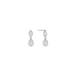 Sterling Silver Pear CZ Dangle Drop Stud Earrings (ST-1655)