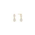 Sterling Silver Pear CZ Dangle Drop Stud Earrings (ST-1655)