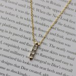 Sterling Silver Gold Vermeil Baguette CZ Necklace (N-1573)