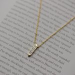 Sterling Silver Gold Vermeil Baguette CZ Necklace (N-1573)