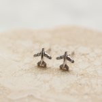 Sterling Silver CZ Airplane Stud Earrings (ST-1653)