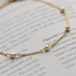 Sterling Silver Dainty Pearl Chain Bracelet (BR-1428)