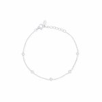 Sterling Silver Dainty Pearl Chain Bracelet (BR-1428)