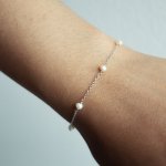 Sterling Silver Dainty Pearl Chain Bracelet (BR-1428)