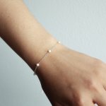 Sterling Silver Dainty Pearl Chain Bracelet (BR-1428)