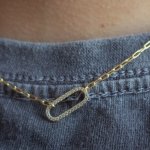 Sterling Silver Gold Vermeil CZ Paper Clip Necklace (N-1575)