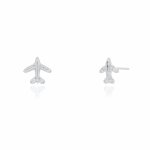 Sterling Silver CZ Airplane Stud Earrings (ST-1653)