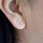 Sterling Silver CZ Airplane Stud Earrings (ST-1653)