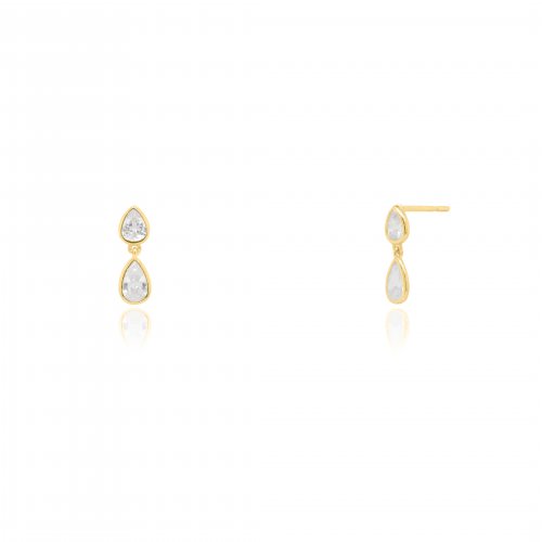 Sterling Silver Pear CZ Dangle Drop Stud Earrings (ST-1655)