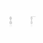 Sterling Silver Pear CZ Dangle Drop Stud Earrings (ST-1655)