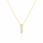 Sterling Silver Gold Vermeil Baguette CZ Necklace (N-1573)