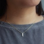 Sterling Silver Gold Vermeil Baguette CZ Necklace (N-1573)