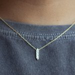 Sterling Silver Gold Vermeil Baguette CZ Necklace (N-1573)