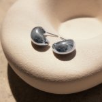 Sterling Silver Droplet Curve Stud Earrings (ST-1660)