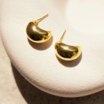 Sterling Silver Droplet Curve Stud Earrings (ST-1660)