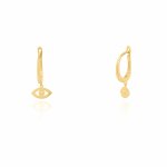 10K Yellow Gold Evil Eye Dangle Leverback Earrings (GE-10-1117)