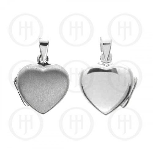 Silver Plain Heart Locket  Satin Finish 16mm x 15mm (LOC-PH-1037)