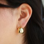 Sterling Silver Gold Vermeil Dome Stud Earrings (ST-1659)